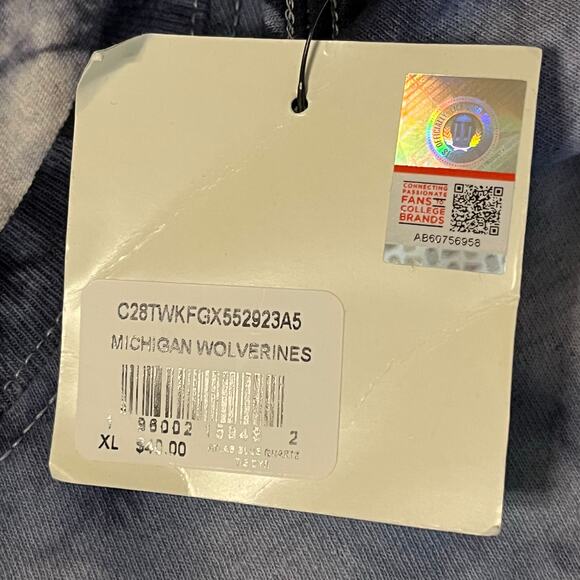 47 Vintage Tubular Tye Dye Cropped University of Michigan Tee in Blue Size XL - Picture 6 of 7